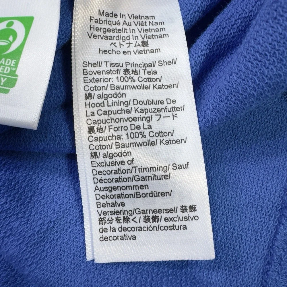 J.‎ Crew Full Zip Hoodie Unisex Cropped Size 3X Blue Pockets Fall Casual